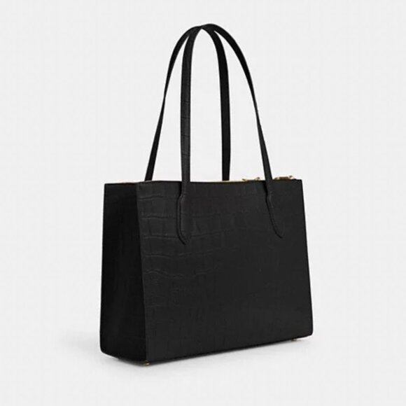 NWT Coach Nina Tote Croc Embossed Leather Black - The Perfect Style Tote - Picture 3 of 9